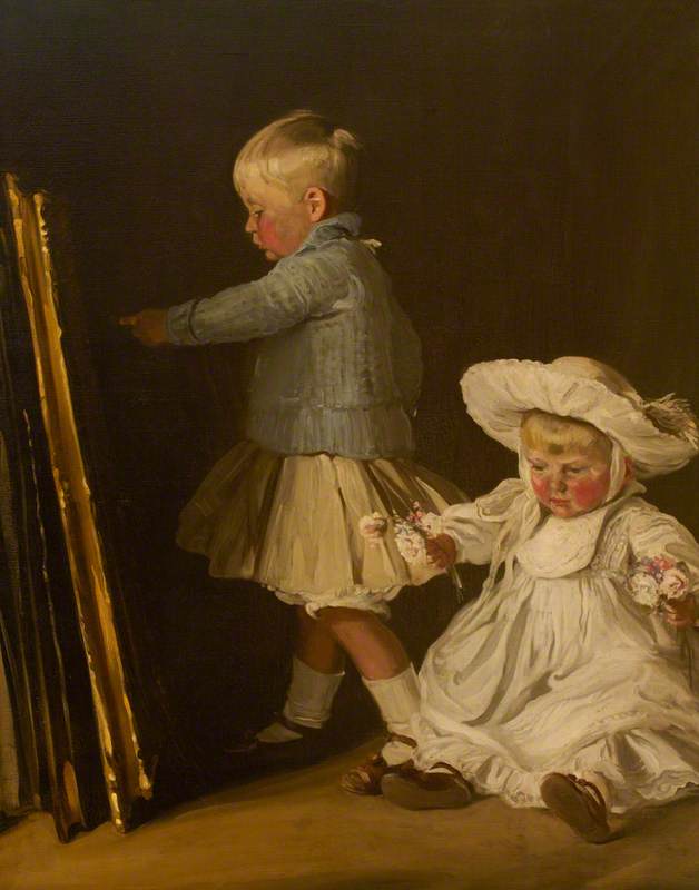 Wikioo.org - The Encyclopedia of Fine Arts - Painting, Artwork by William Newzam Prior Nicholson - Francis and Christopher Bacon (Sons of Thomas W. Bacon, 1873–1950, of Ramsden Hall, Essex)