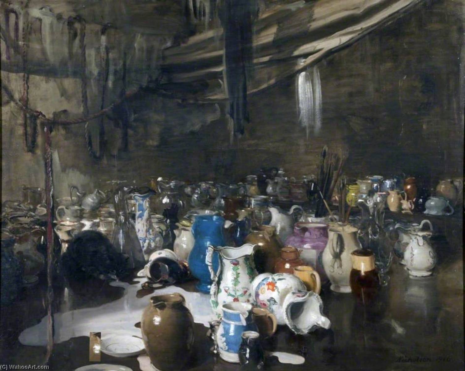 Wikioo.org - The Encyclopedia of Fine Arts - Painting, Artwork by William Newzam Prior Nicholson - The Hundred Jugs
