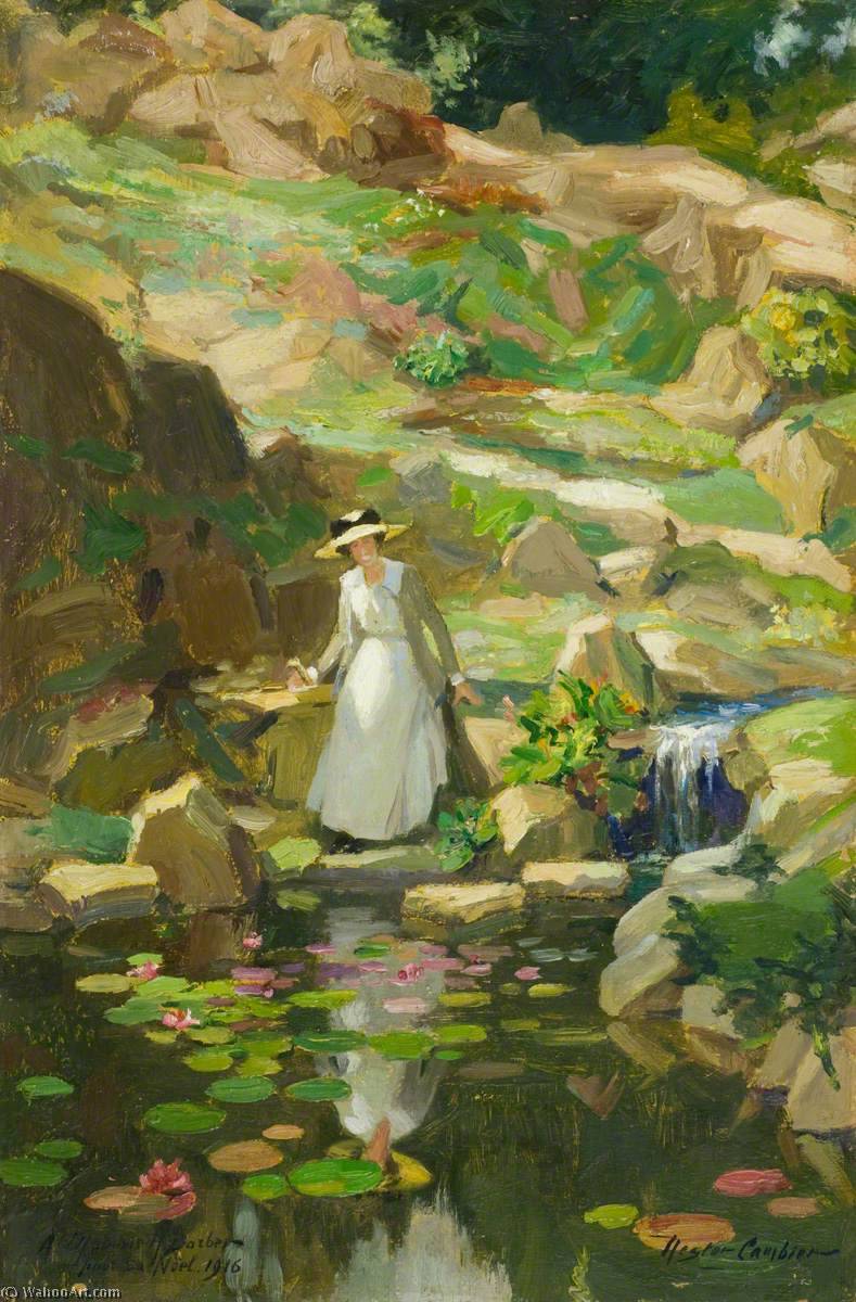 Wikioo.org - The Encyclopedia of Fine Arts - Painting, Artwork by Nestor Cambier - Lady Barber in Her Rock Garden