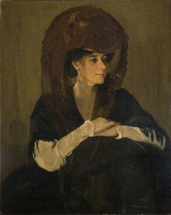 Wikioo.org - The Encyclopedia of Fine Arts - Painting, Artwork by William Newzam Prior Nicholson - The Brown Veil (Mrs Harrington Mann)