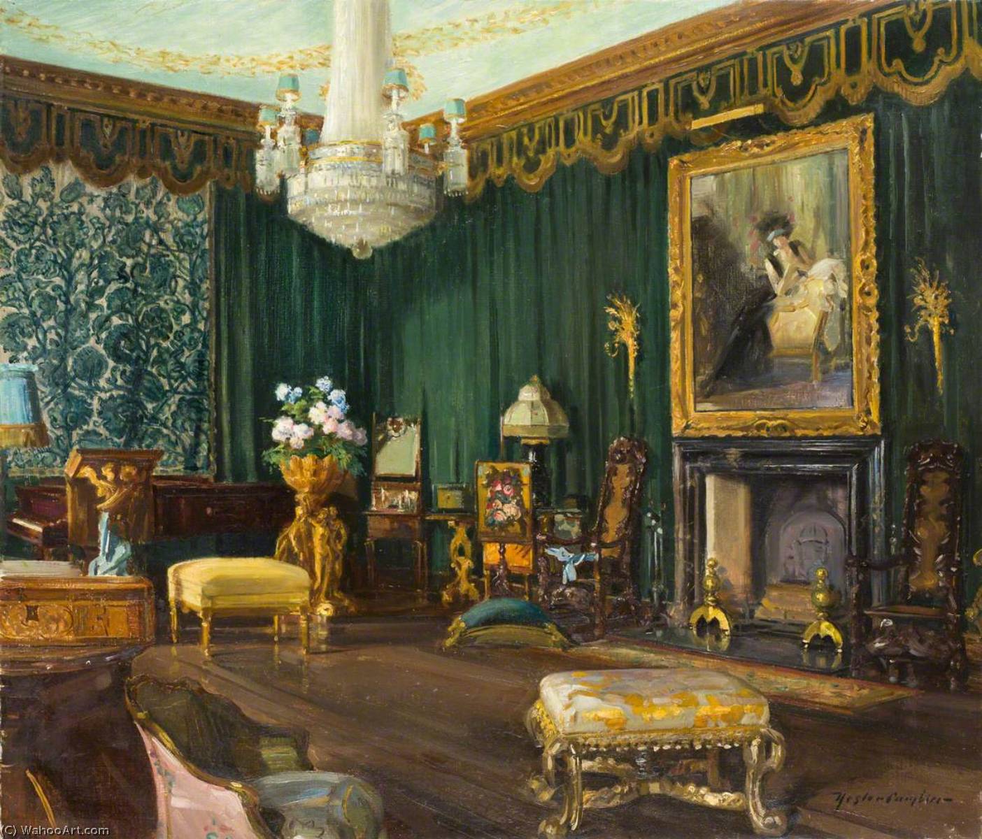 WikiOO.org - אנציקלופדיה לאמנויות יפות - ציור, יצירות אמנות Nestor Cambier - An Interior at Culham Court