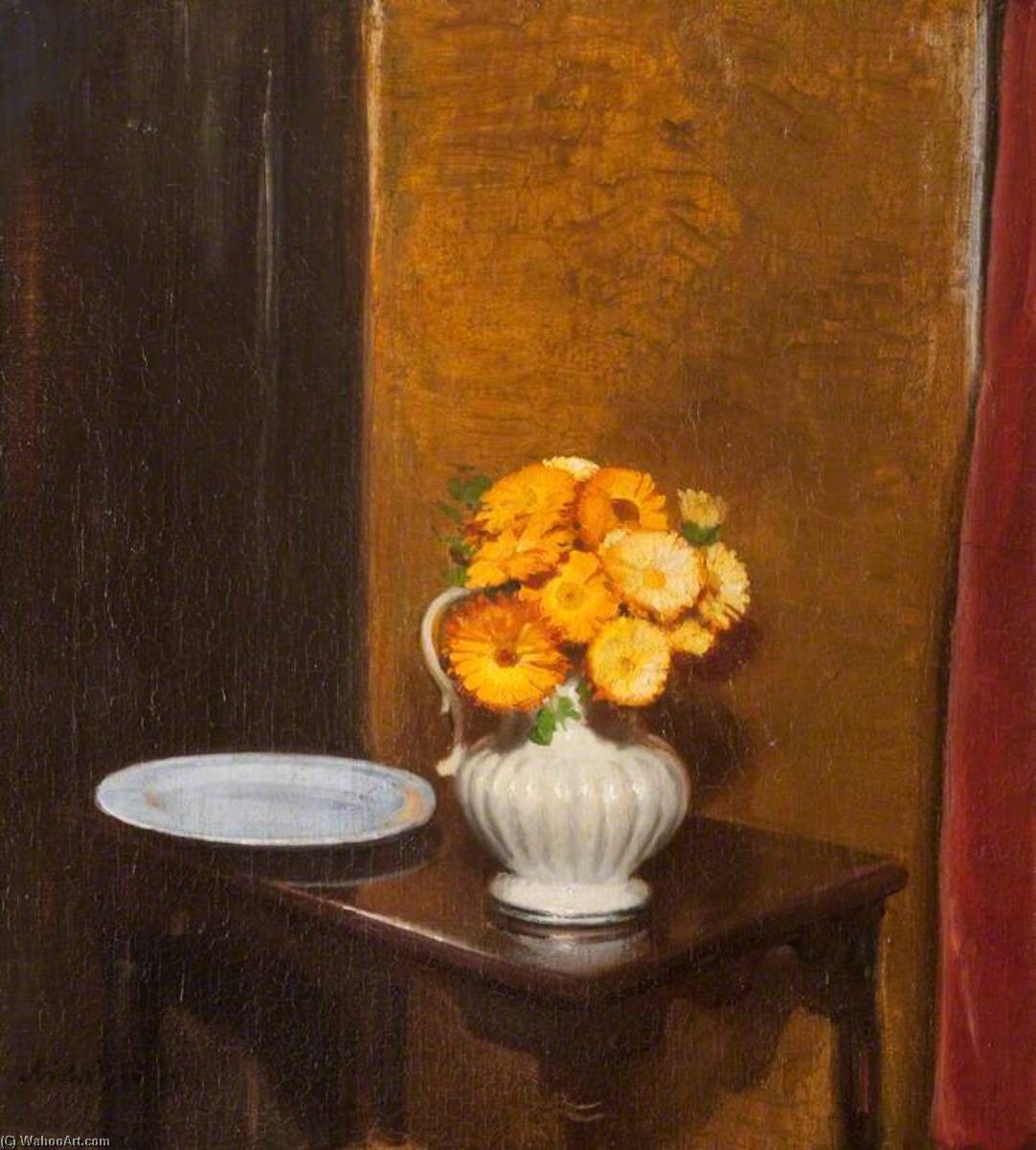 Wikioo.org - The Encyclopedia of Fine Arts - Painting, Artwork by William Newzam Prior Nicholson - Still Life with Marigolds