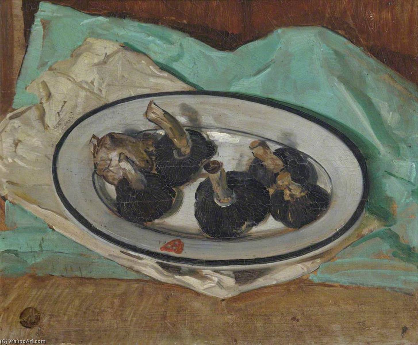 Wikioo.org - The Encyclopedia of Fine Arts - Painting, Artwork by William Newzam Prior Nicholson - Mushrooms on a Plate