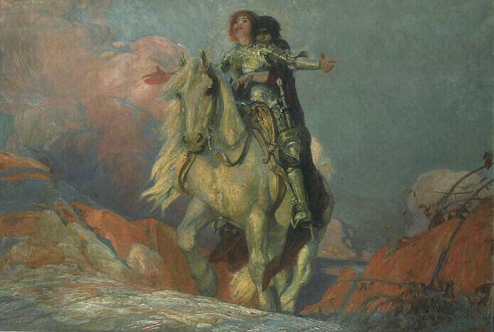 Wikioo.org – L'Encyclopédie des Beaux Arts - Peinture, Oeuvre de William Laparra - le chevalier et la Destinée La Mort montée en croupe