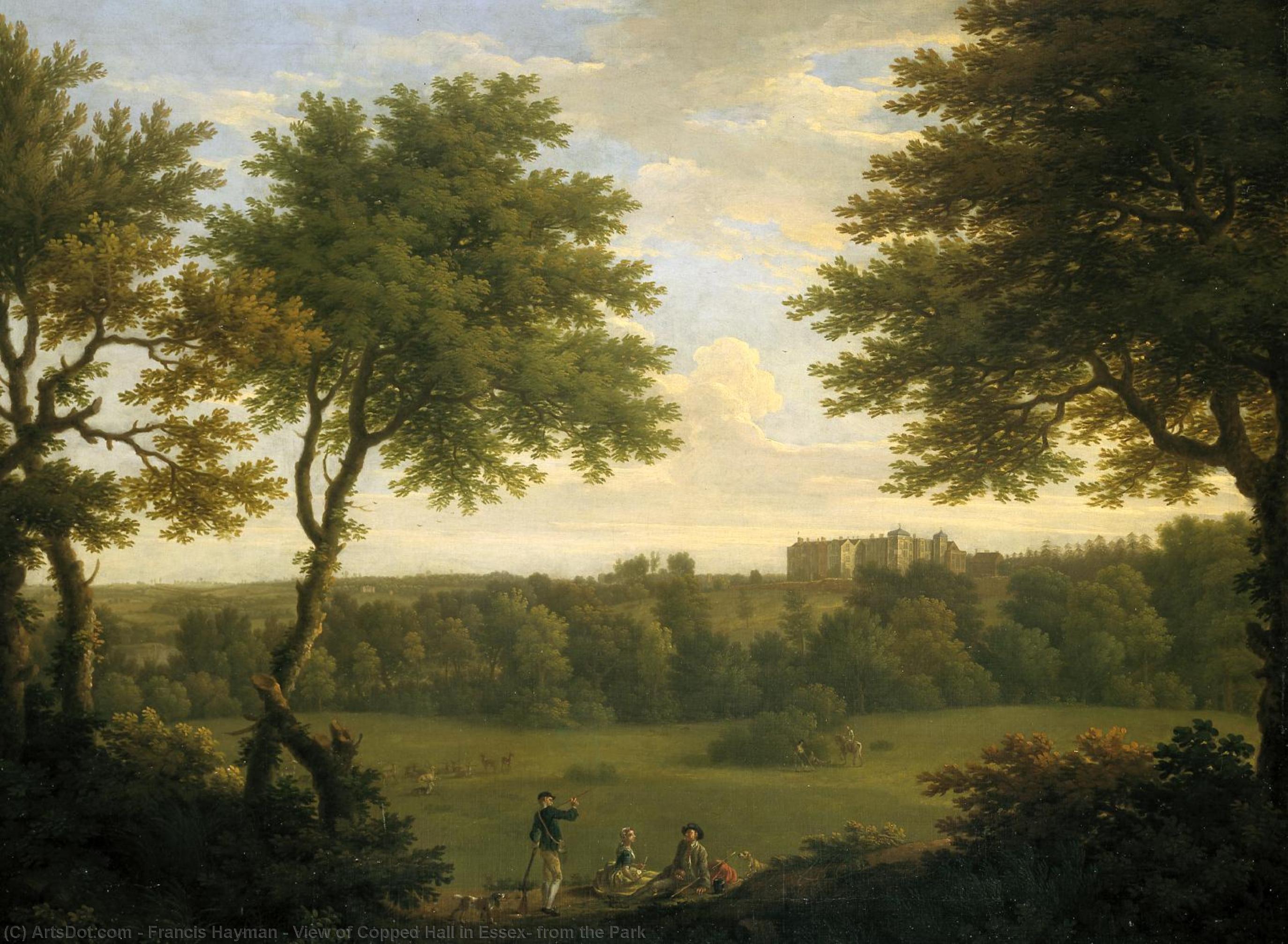 Wikioo.org - The Encyclopedia of Fine Arts - Painting, Artwork by Francis Hayman - View of Copped Hall in Essex, from the Park