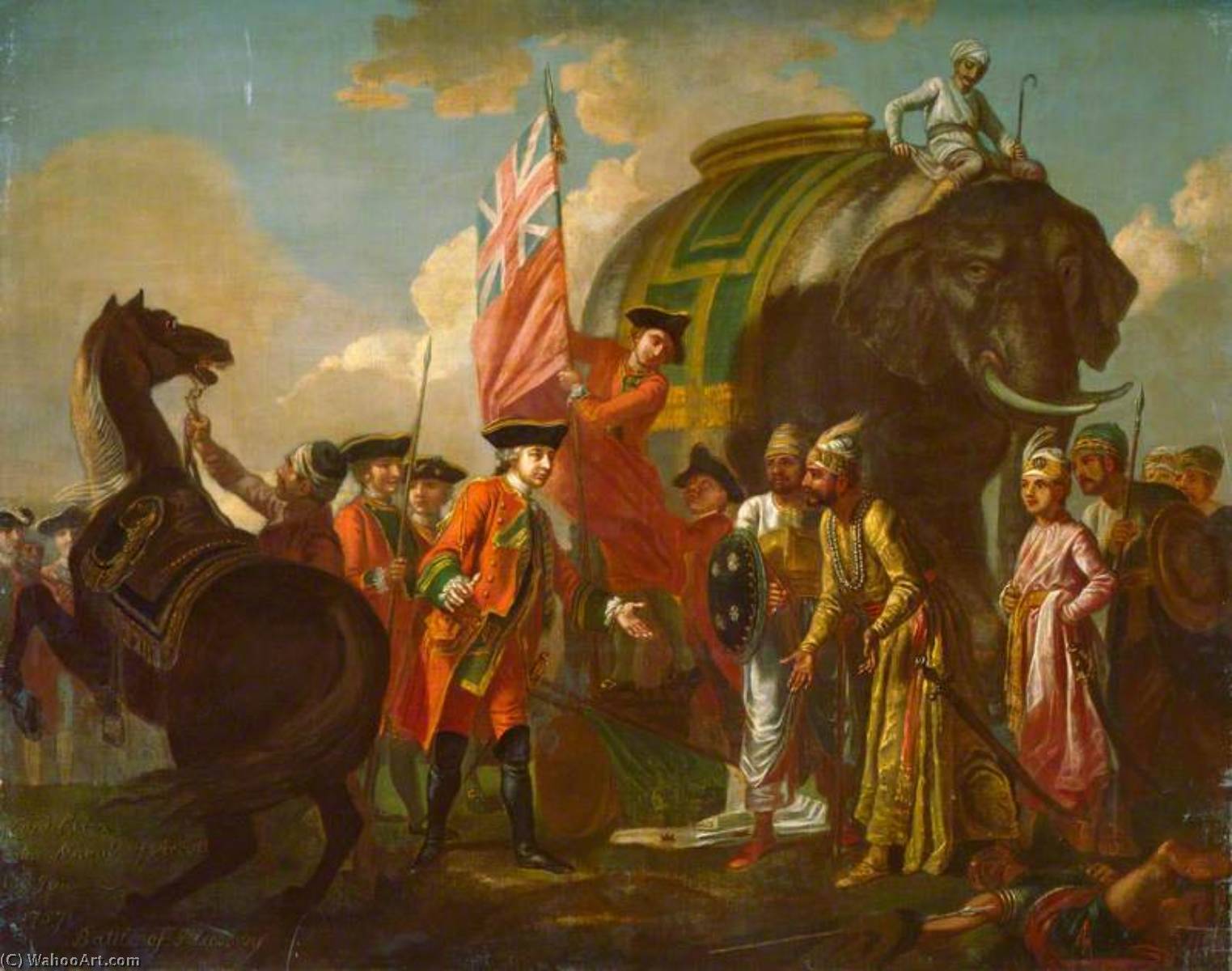 Wikioo.org – L'Enciclopedia delle Belle Arti - Pittura, Opere di Francis Hayman - robert clive e mir jafar dopo il battaglia di Plassey , 1757