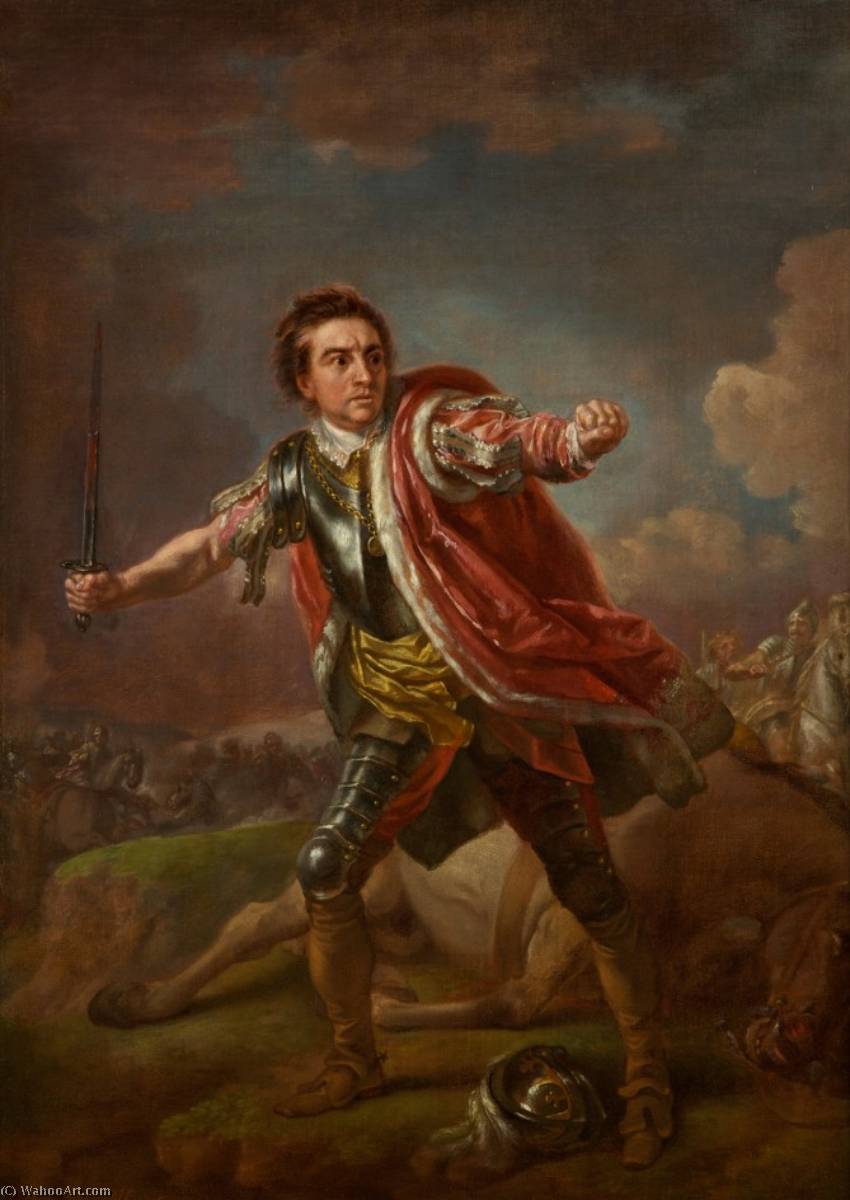 Wikioo.org - สารานุกรมวิจิตรศิลป์ - จิตรกรรม Francis Hayman - David Garrick as Gloucester in 'Richard III' by William Shakespeare, Drury Lane 1759