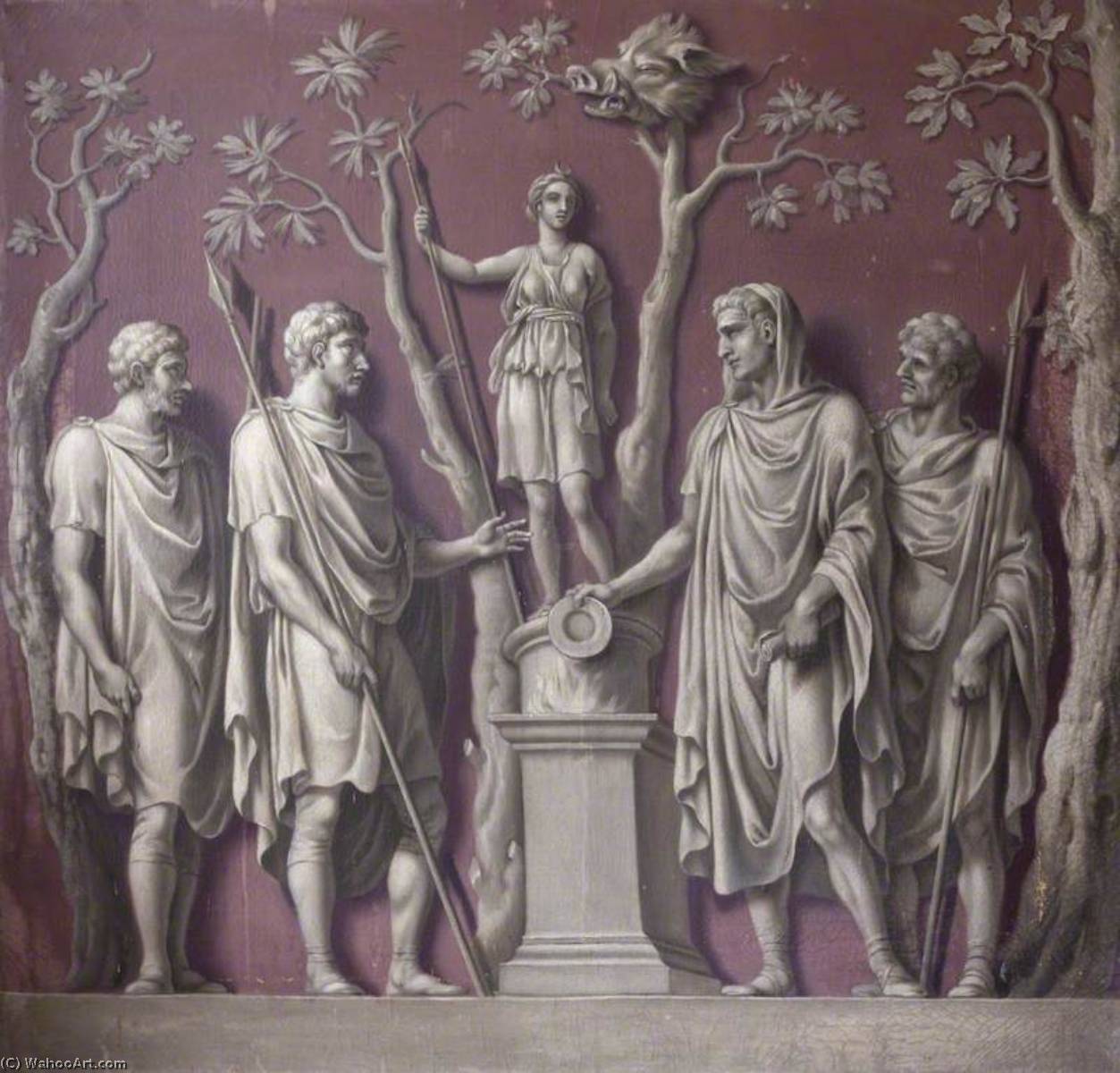 Wikioo.org - The Encyclopedia of Fine Arts - Painting, Artwork by Francis Hayman - The Emperor Constantine Sacrificing to Diana (from the Arch of Constantine)