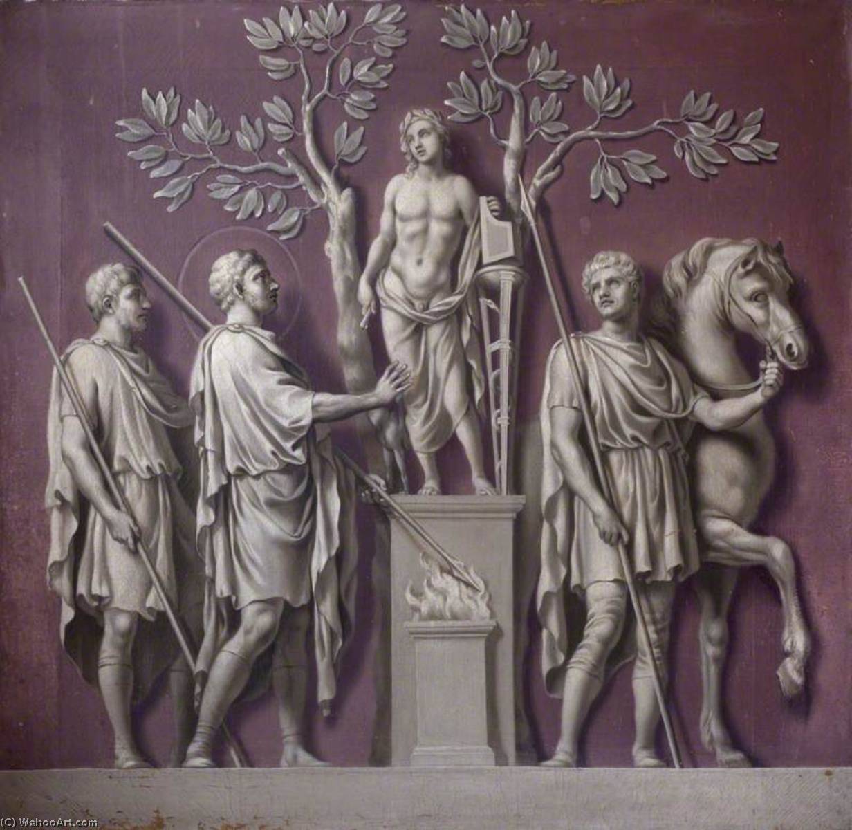 Wikioo.org - The Encyclopedia of Fine Arts - Painting, Artwork by Francis Hayman - Sacrifice to Apollo (from the Arch of Constantine)