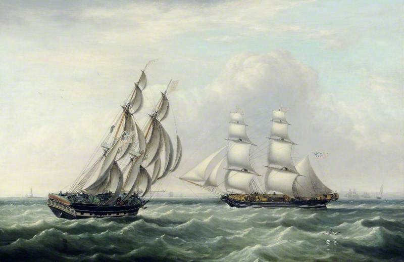 Wikioo.org - The Encyclopedia of Fine Arts - Painting, Artwork by John Ward - The Snow 'Chase' and the Brig 'Dagger'