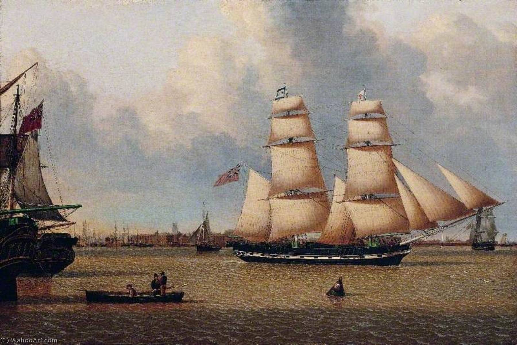 Wikioo.org - The Encyclopedia of Fine Arts - Painting, Artwork by John Ward - The Brig 'Helen' off Hull