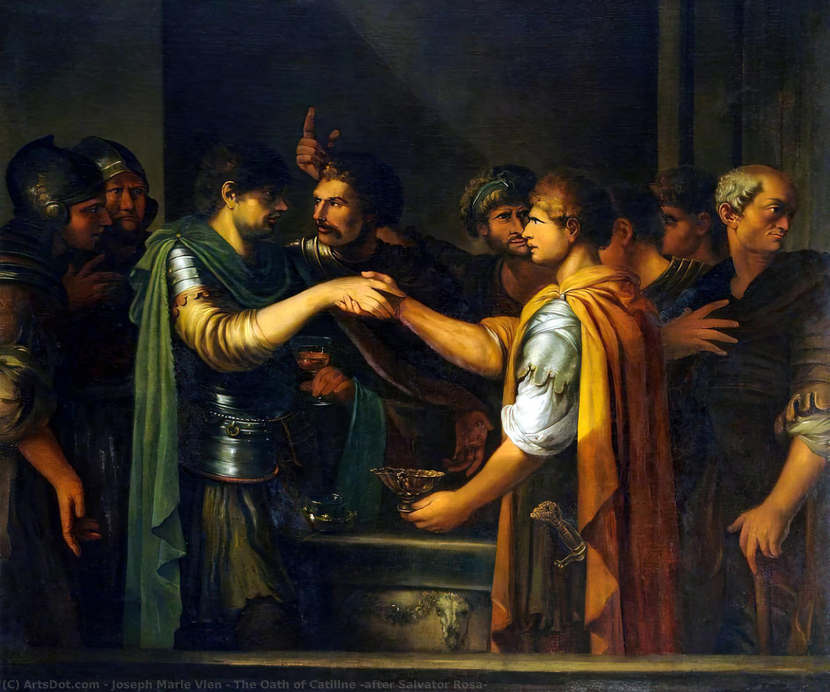 Wikioo.org - Encyklopedia Sztuk Pięknych - Malarstwo, Grafika Joseph Marie Vien - The Oath of Catiline (after Salvator Rosa)