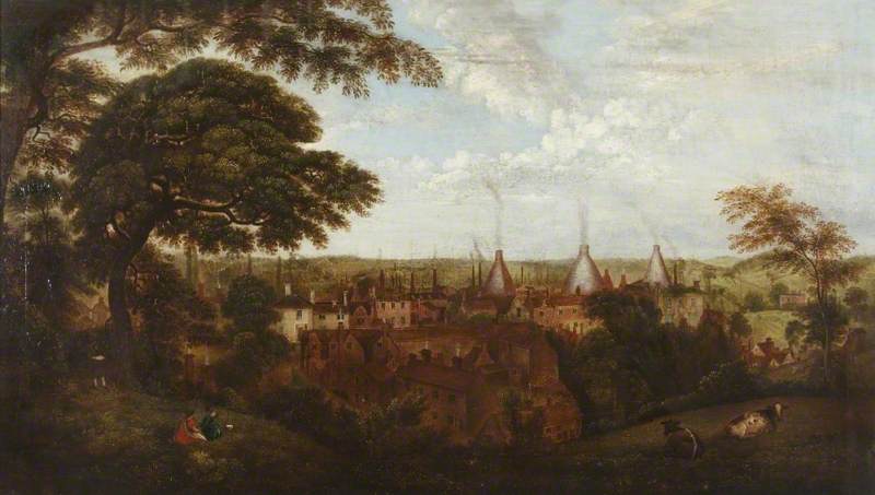 WikiOO.org - אנציקלופדיה לאמנויות יפות - ציור, יצירות אמנות Henry Lark I Pratt - View of Wordsley, Stourbridge, from Dob Hill