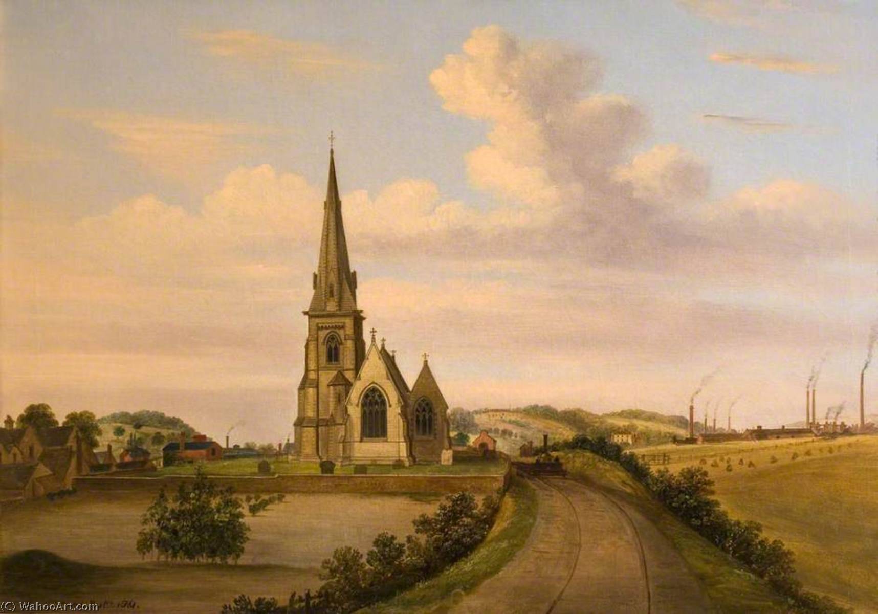 WikiOO.org - Enciklopedija dailės - Tapyba, meno kuriniai Henry Lark I Pratt - Looking West of St Luke's Church, Silverdale