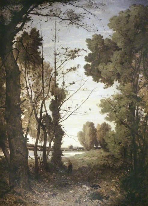 WikiOO.org - Enciclopedia of Fine Arts - Pictura, lucrări de artă Henri-Joseph Harpignies - Duck Shooting on the Banks of the River Allier
