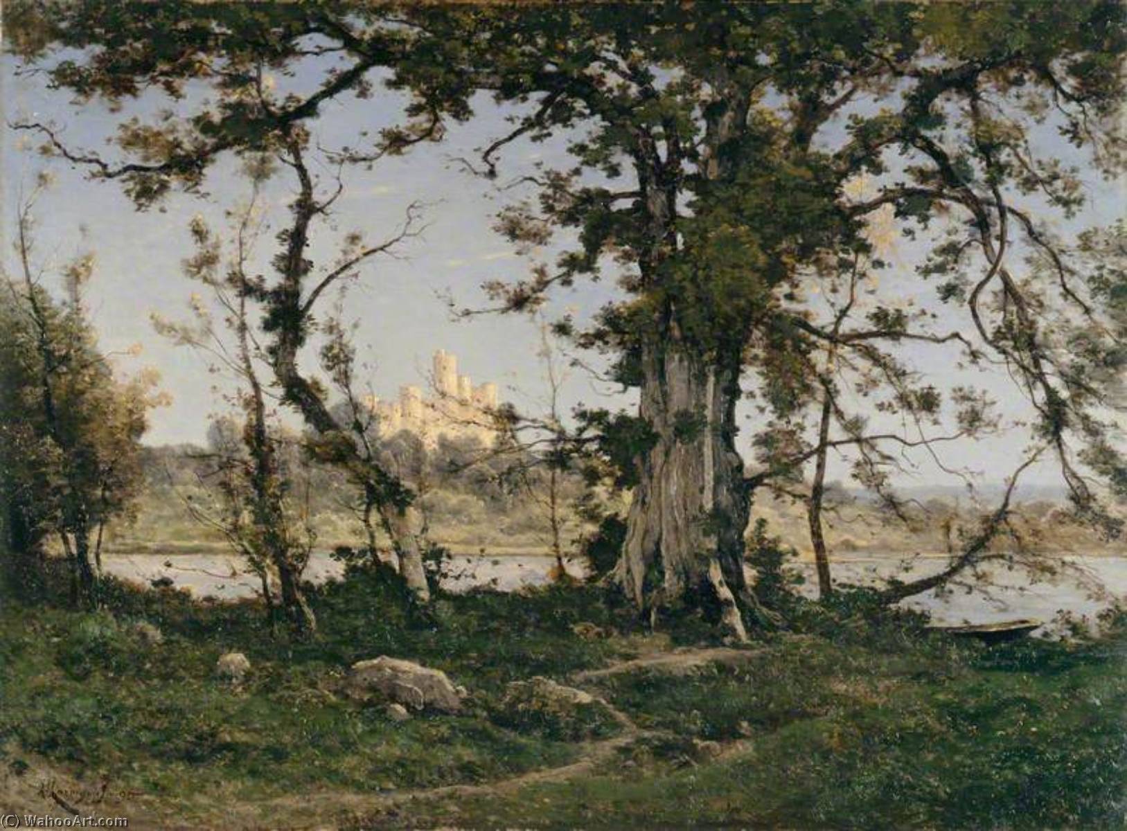 WikiOO.org - אנציקלופדיה לאמנויות יפות - ציור, יצירות אמנות Henri-Joseph Harpignies - The Castle of Clisson