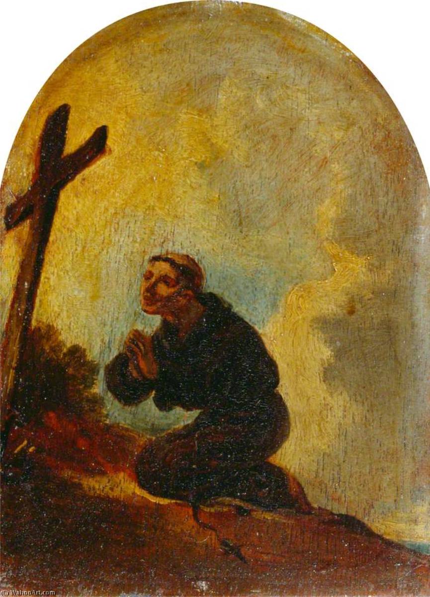 WikiOO.org - Güzel Sanatlar Ansiklopedisi - Resim, Resimler Peter Francis Bourgeois - Friar in Prayer