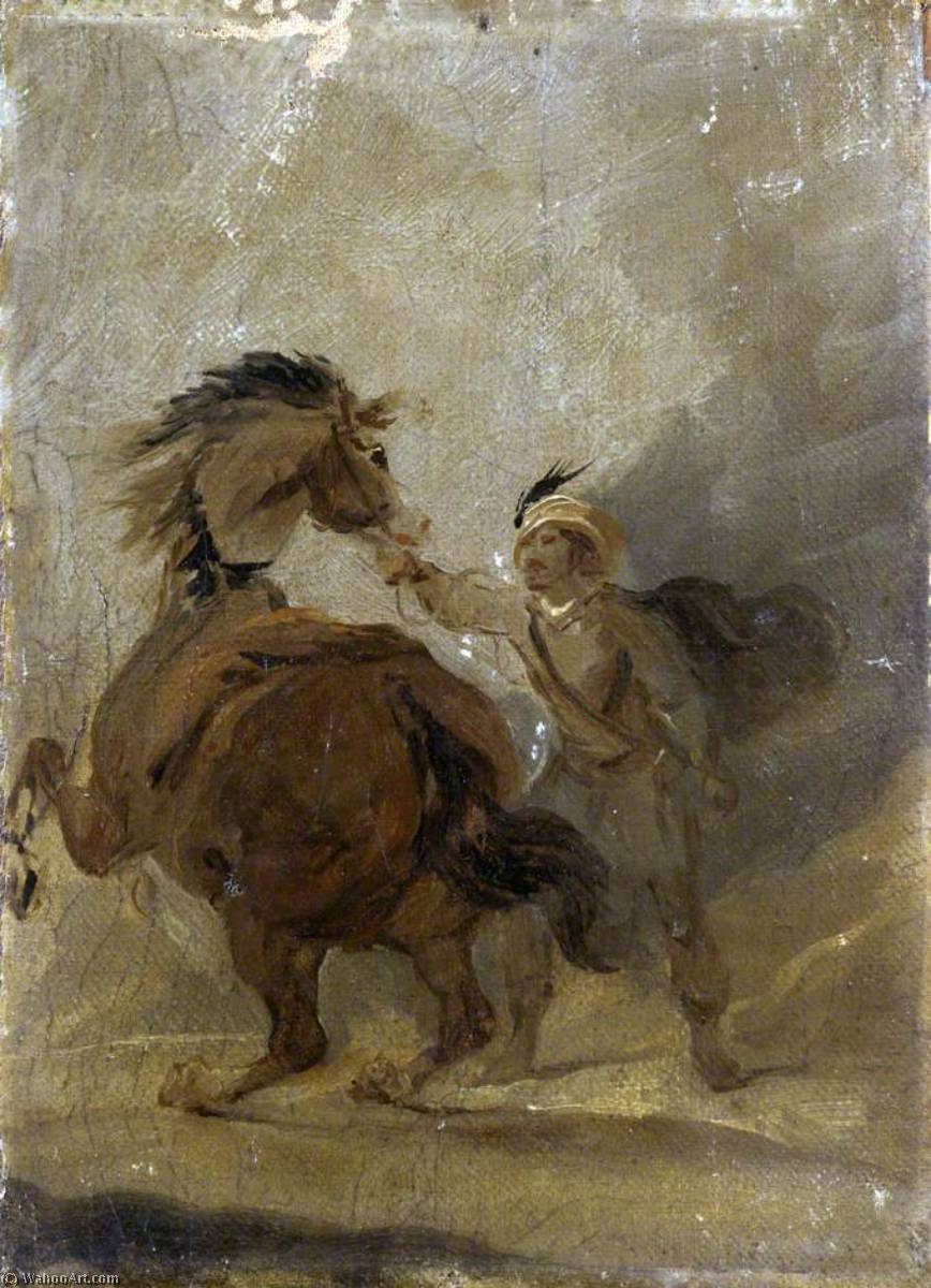 WikiOO.org - Güzel Sanatlar Ansiklopedisi - Resim, Resimler Peter Francis Bourgeois - A Man Holding a Horse