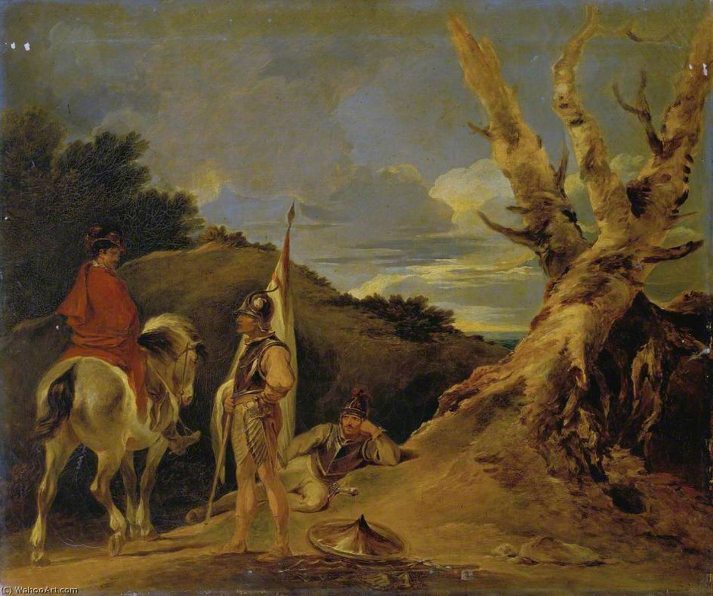WikiOO.org - אנציקלופדיה לאמנויות יפות - ציור, יצירות אמנות Peter Francis Bourgeois - Landscape with Soldiers