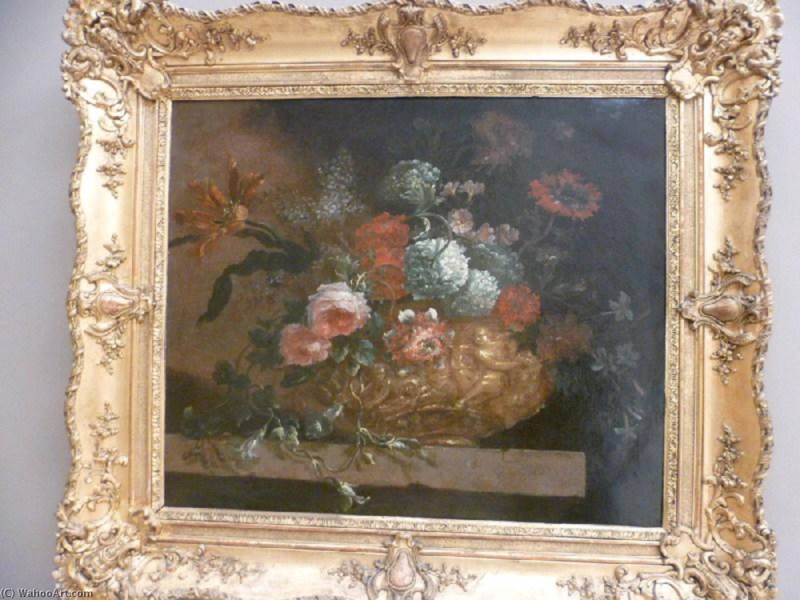 WikiOO.org - Encyclopedia of Fine Arts - Målning, konstverk Jean Baptiste Monnoyer - Fleurs dans un vase ornemental (peinture déposée)