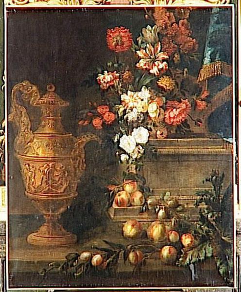 Wikioo.org - The Encyclopedia of Fine Arts - Painting, Artwork by Jean Baptiste Monnoyer - AIGUIERE D'OR, FLEURS ET FRUITS