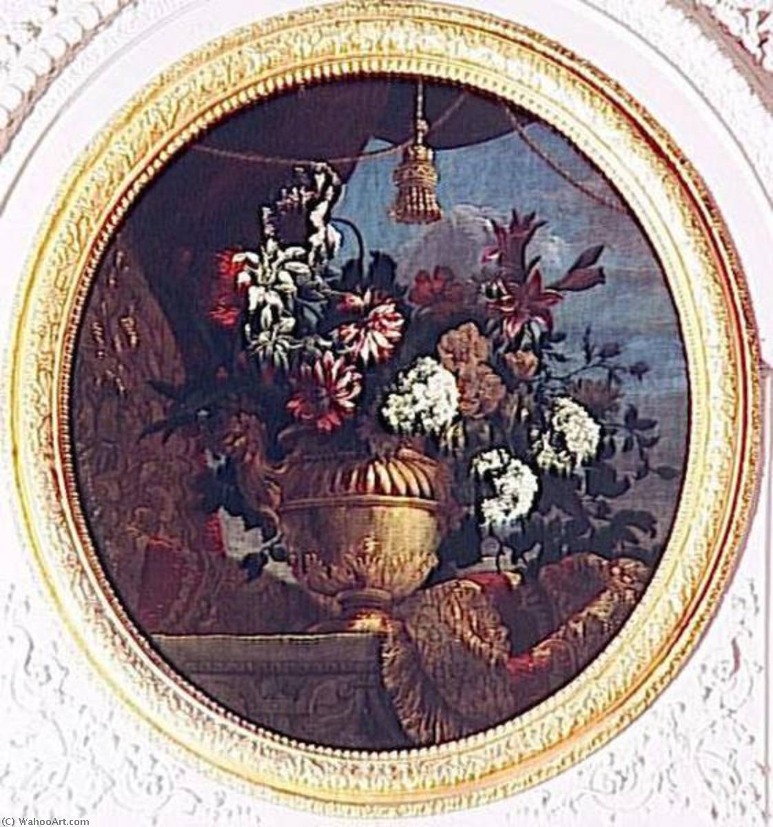 Wikioo.org – La Enciclopedia de las Bellas Artes - Pintura, Obras de arte de Jean Baptiste Monnoyer - JARRÓN D'OR REMPLI DELAWARE FLORES