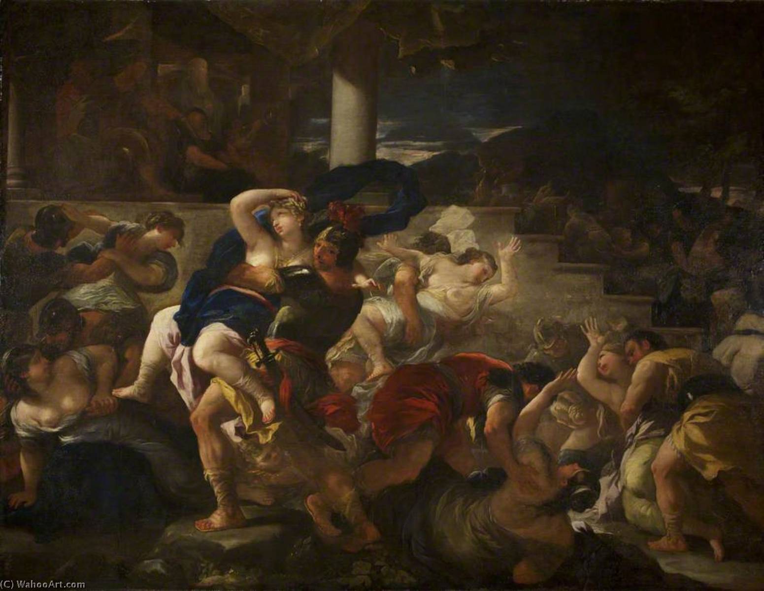 Wikioo.org - The Encyclopedia of Fine Arts - Painting, Artwork by Luca Giordano - Rape of the Sabine Women