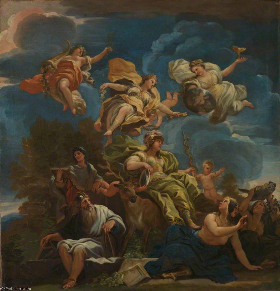 WikiOO.org - Εγκυκλοπαίδεια Καλών Τεχνών - Ζωγραφική, έργα τέχνης Luca Giordano - Allegory of Prudence