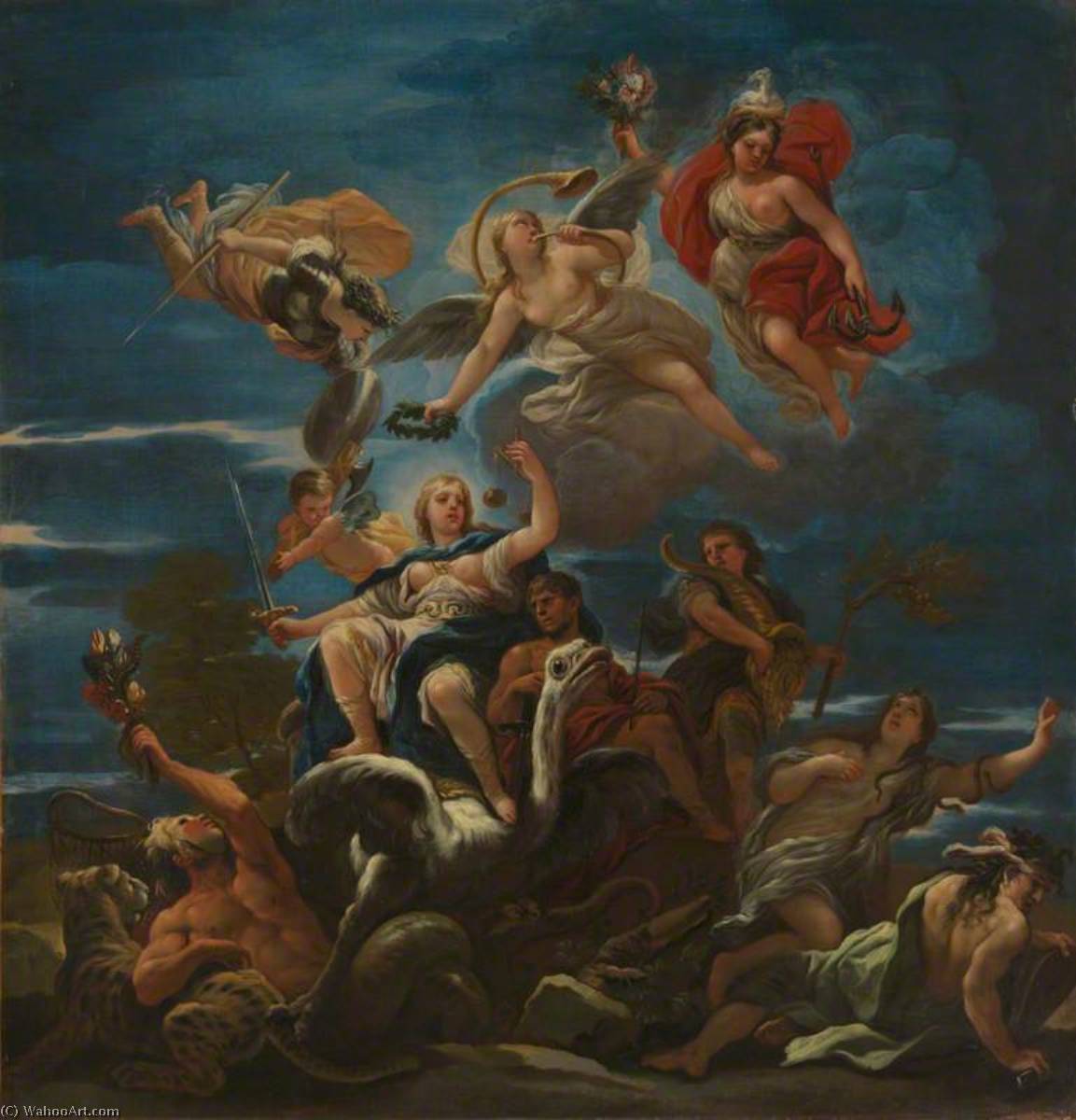 WikiOO.org - Εγκυκλοπαίδεια Καλών Τεχνών - Ζωγραφική, έργα τέχνης Luca Giordano - Allegory of Justice