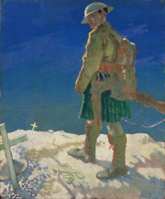 Wikioo.org - The Encyclopedia of Fine Arts - Painting, Artwork by William Newenham Montague Orpen - A Highlander Passing a Grave