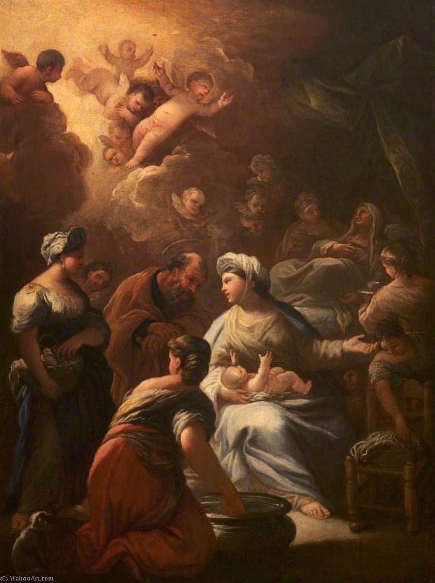 Wikioo.org - The Encyclopedia of Fine Arts - Painting, Artwork by Luca Giordano - The Birth of the Virgin Mary
