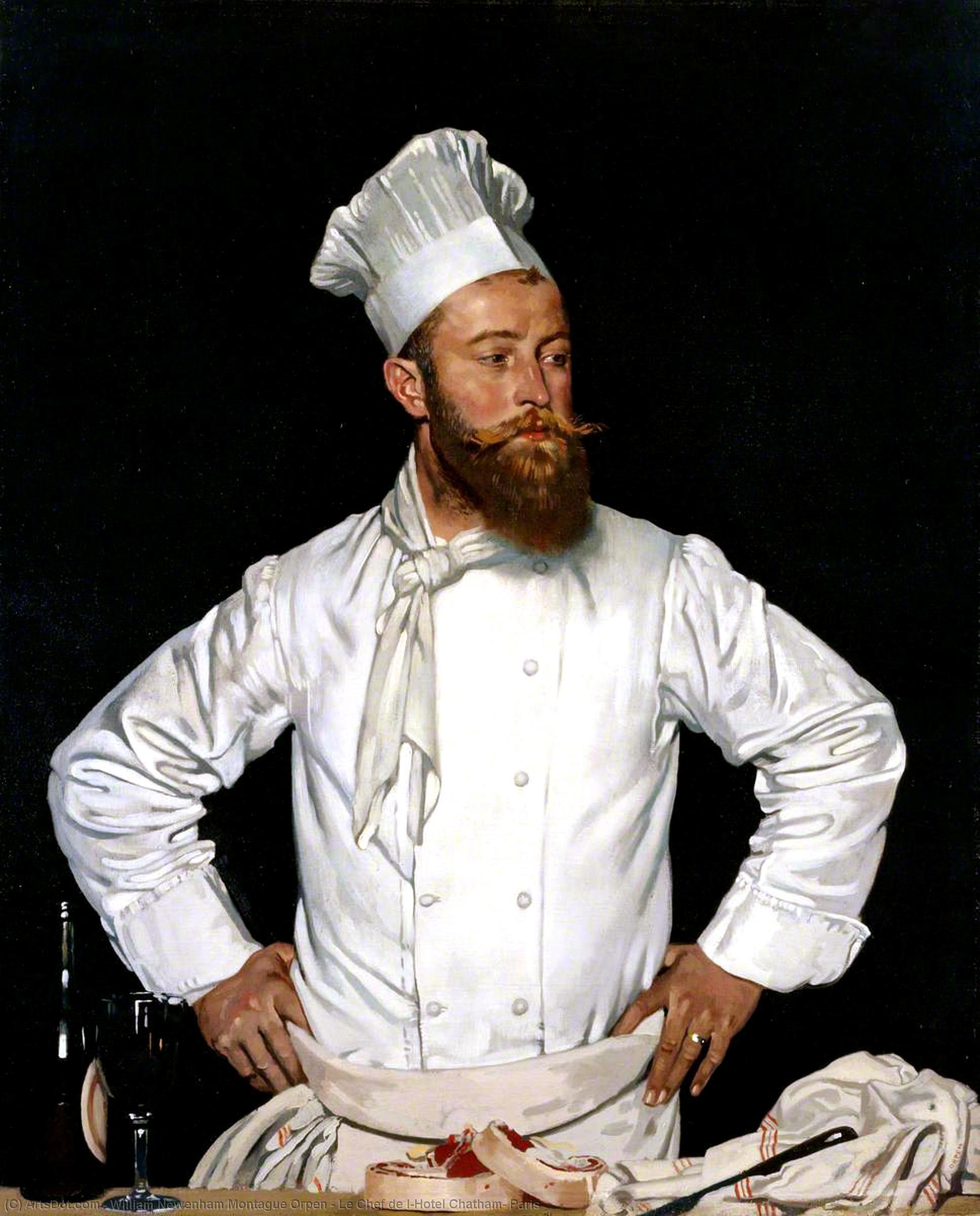 Wikioo.org - The Encyclopedia of Fine Arts - Painting, Artwork by William Newenham Montague Orpen - Le Chef de l'Hotel Chatham, Paris