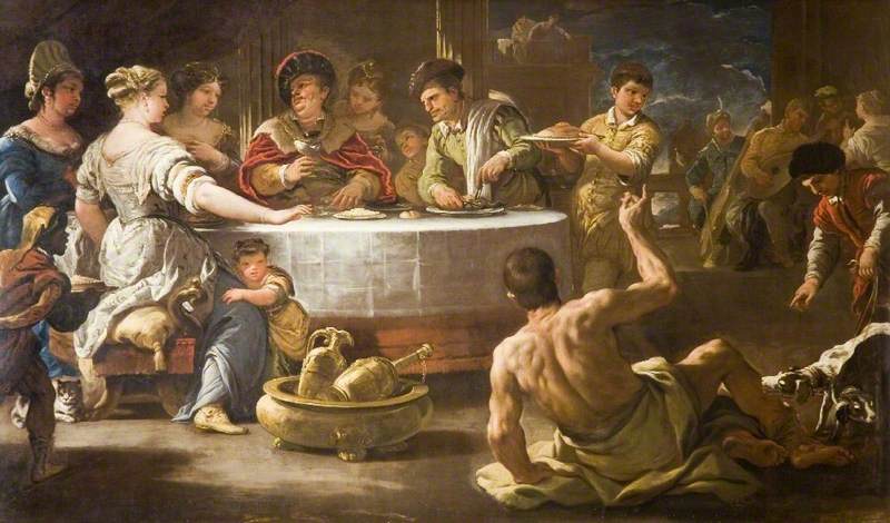 Wikioo.org - The Encyclopedia of Fine Arts - Painting, Artwork by Luca Giordano - Dives and Lazarus