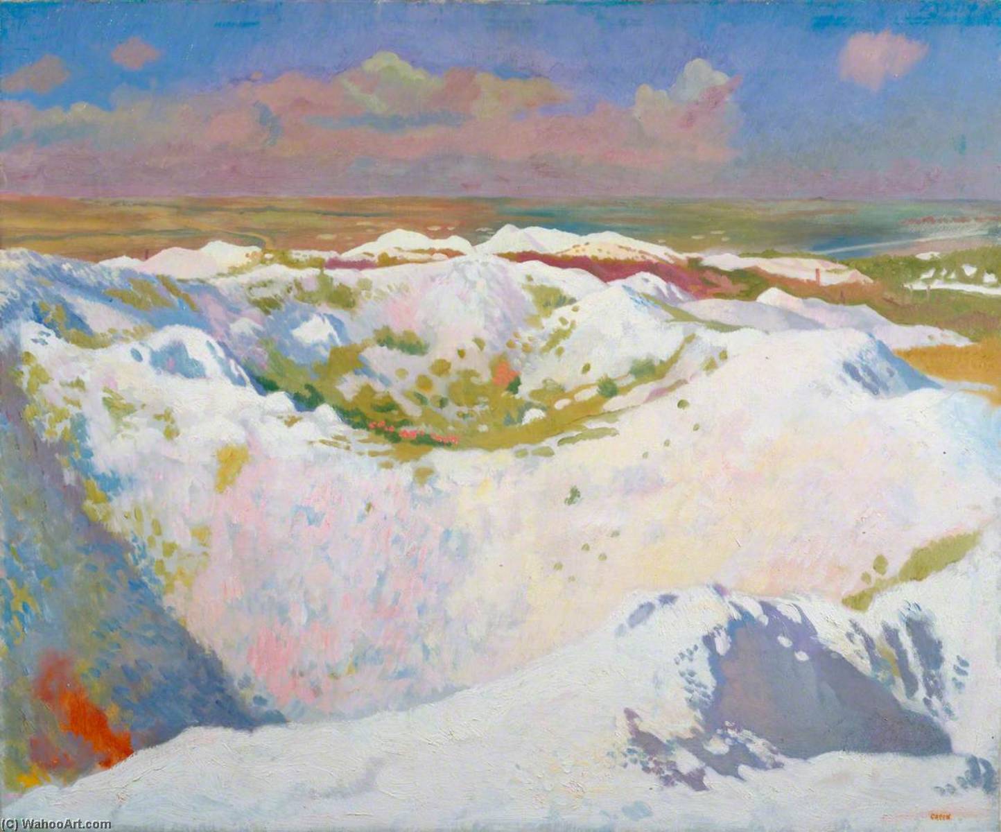 Wikioo.org - The Encyclopedia of Fine Arts - Painting, Artwork by William Newenham Montague Orpen - Mines and the Bapaume Road, La Boisselle