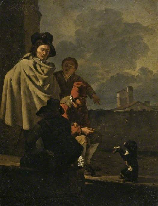 Wikioo.org - The Encyclopedia of Fine Arts - Painting, Artwork by Karel Dujardin - Italians with a Dog