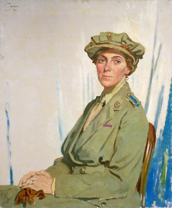 Wikioo.org - The Encyclopedia of Fine Arts - Painting, Artwork by William Newenham Montague Orpen - The First Chief Controller, Queen Mary's Army Auxiliary Corps in France, Dame Helen Gwynne Vaughan (1879–1967), CBE, DSC
