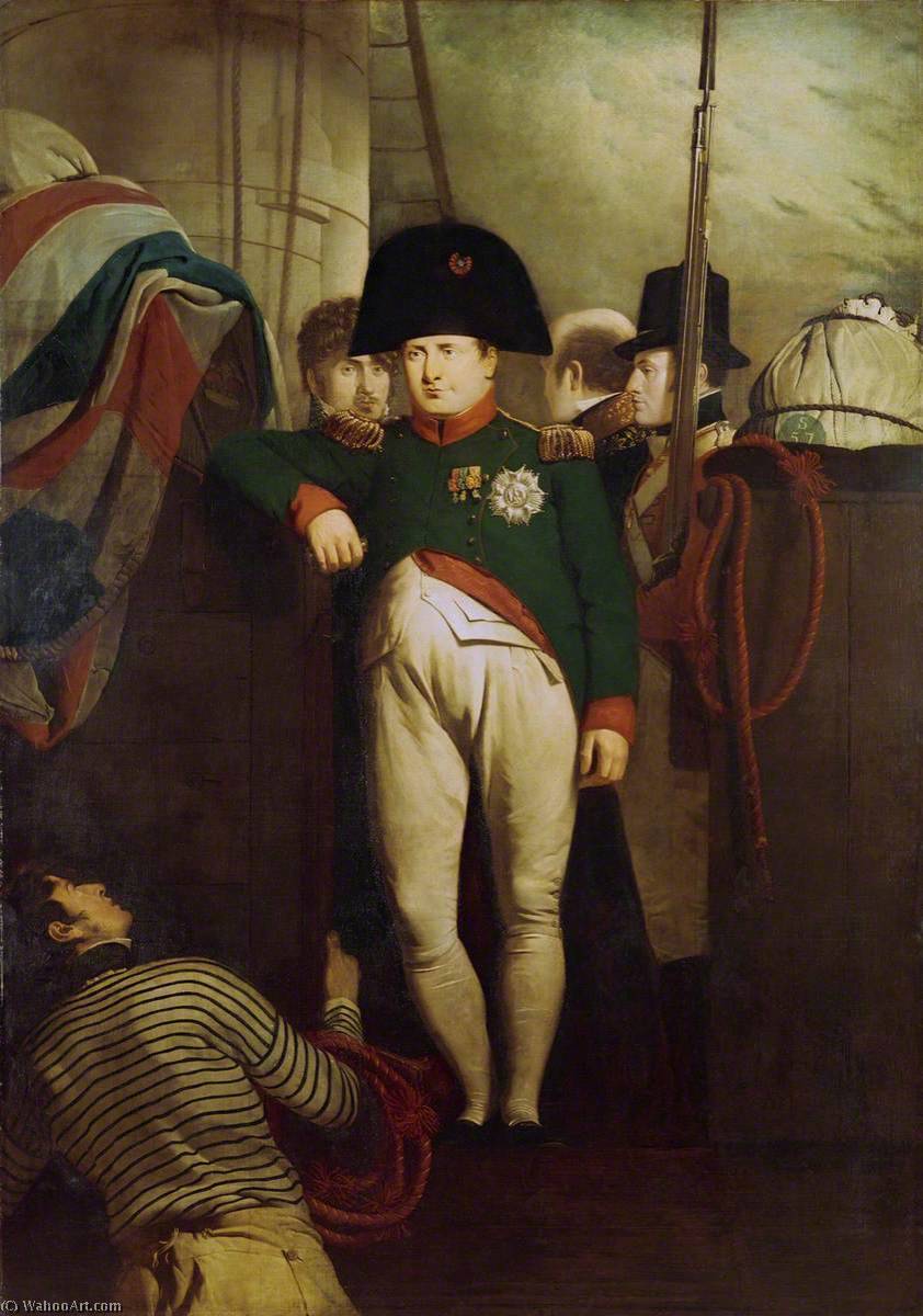 WikiOO.org - אנציקלופדיה לאמנויות יפות - ציור, יצירות אמנות Charles Lock Eastlake - Napoleon Bonaparte on Board the 'Bellerophon' in Plymouth Sound