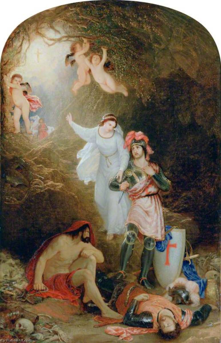 Wikioo.org - The Encyclopedia of Fine Arts - Painting, Artwork by Charles Lock Eastlake - The Cave of Despair (from Edmund Spenser's 'The Faerie Queene', Book 1, Canto 9, Lines 8–35)