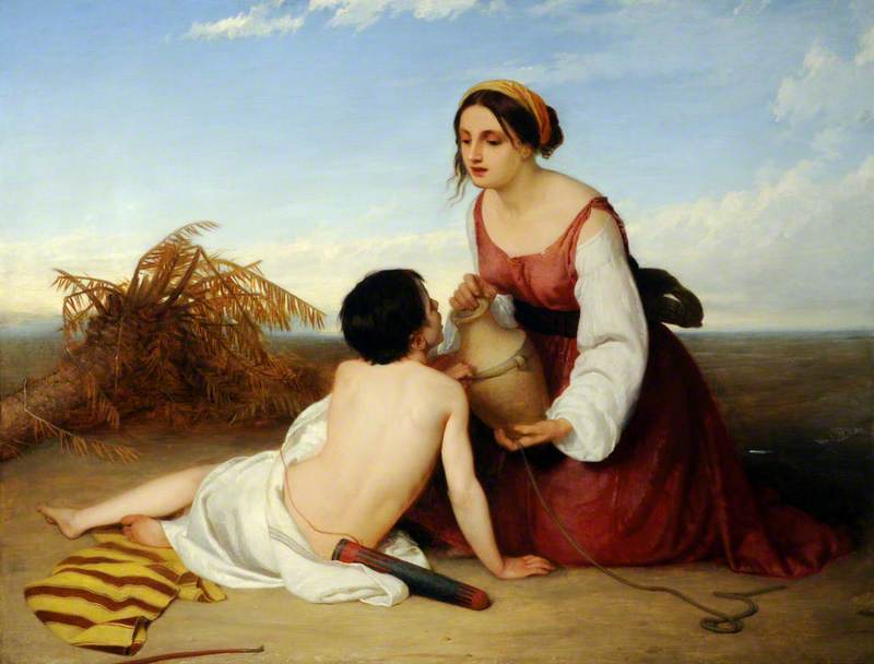 Wikioo.org - The Encyclopedia of Fine Arts - Painting, Artwork by Charles Lock Eastlake - Hagar Offering Water to Her Son, Ishmael, in the Desert
