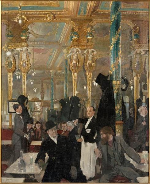 Wikioo.org - The Encyclopedia of Fine Arts - Painting, Artwork by William Newenham Montague Orpen - LE CAFE ROYAL A LONDRES