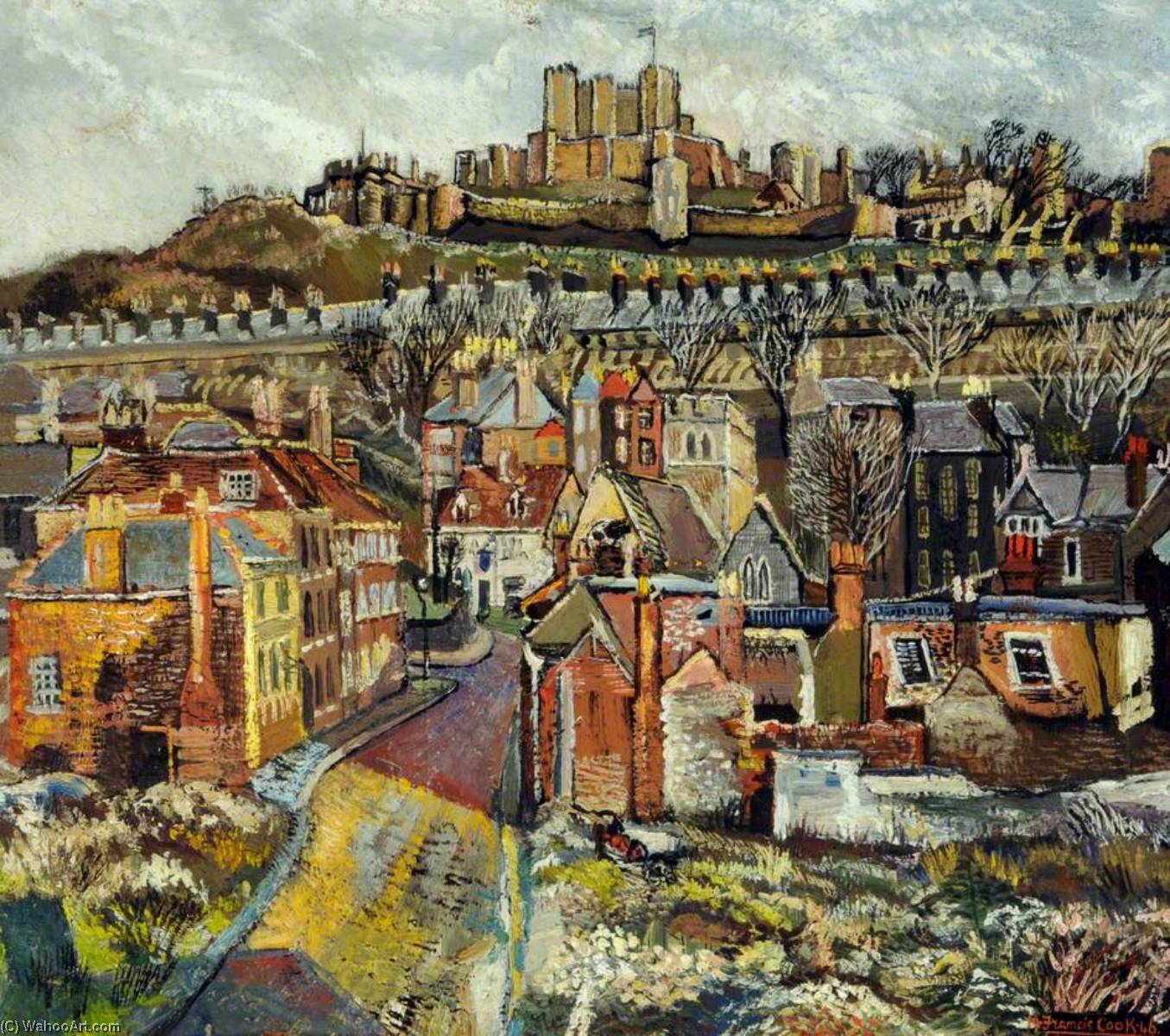 Wikioo.org - The Encyclopedia of Fine Arts - Painting, Artwork by Francis Ferdinand Maurice Cook - Hellfire Corner, St James Street and Old Church, Dover