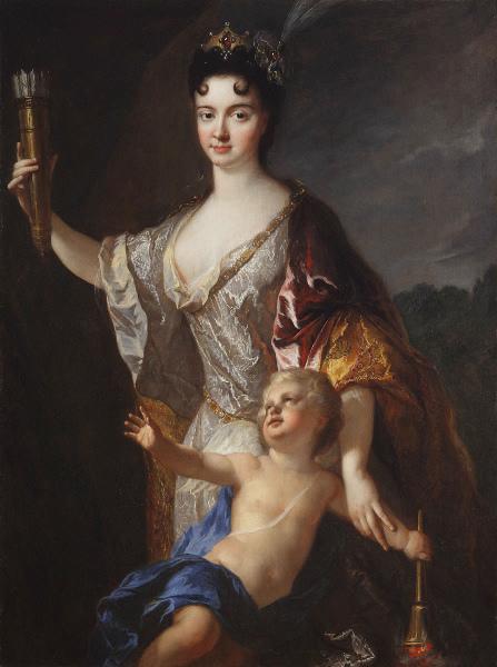 WikiOO.org - Encyclopedia of Fine Arts - Festés, Grafika Jean François De Troy - Portrait de femme en Vénus désarmant l'Amour