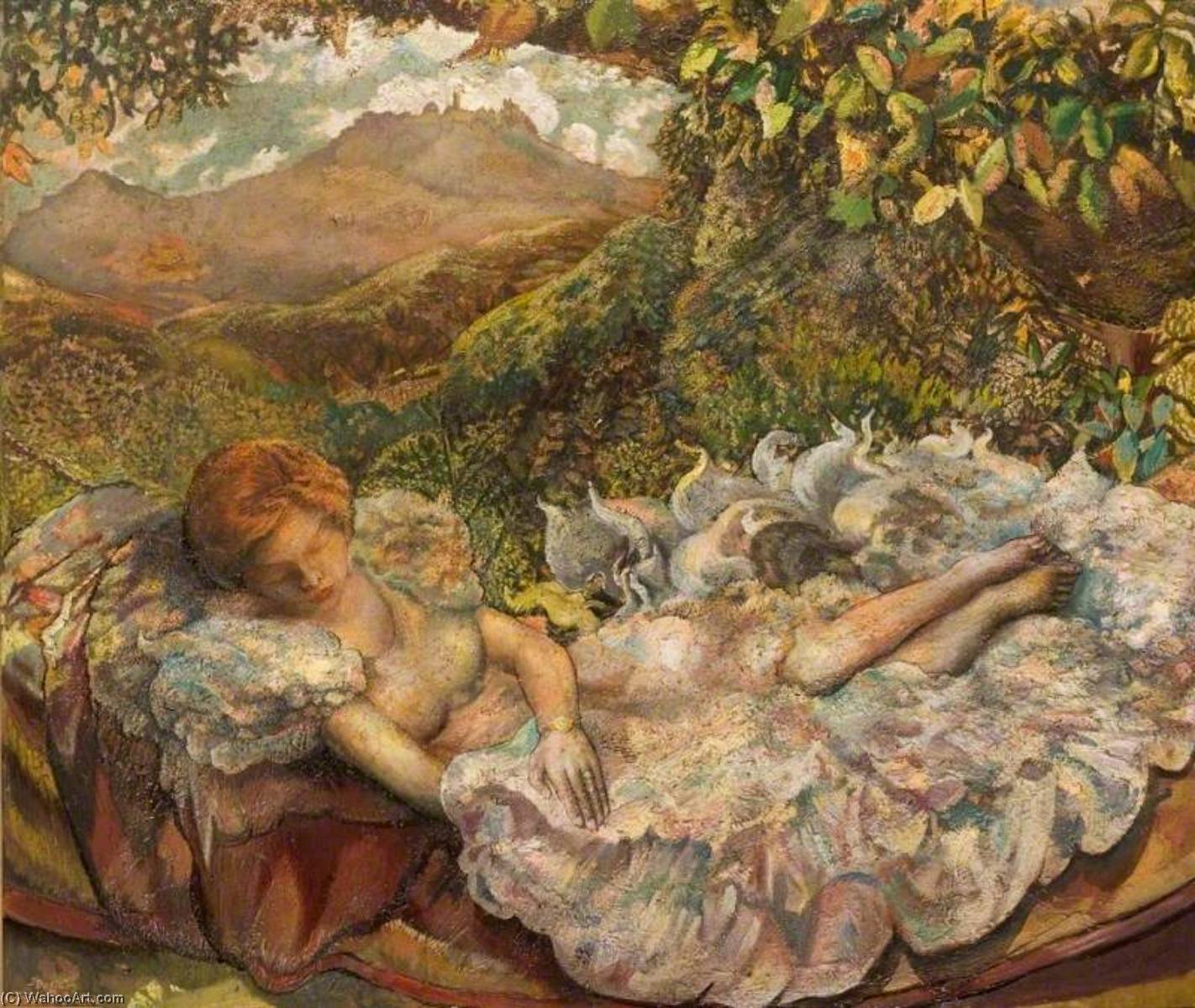 Wikioo.org - The Encyclopedia of Fine Arts - Painting, Artwork by Francis Ferdinand Maurice Cook - Siesta, the Hammock