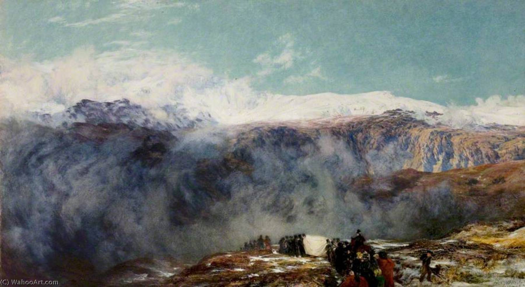 Wikioo.org - The Encyclopedia of Fine Arts - Painting, Artwork by Henry Clarence Whaite - A Welsh Funeral (To the Cold Earth)