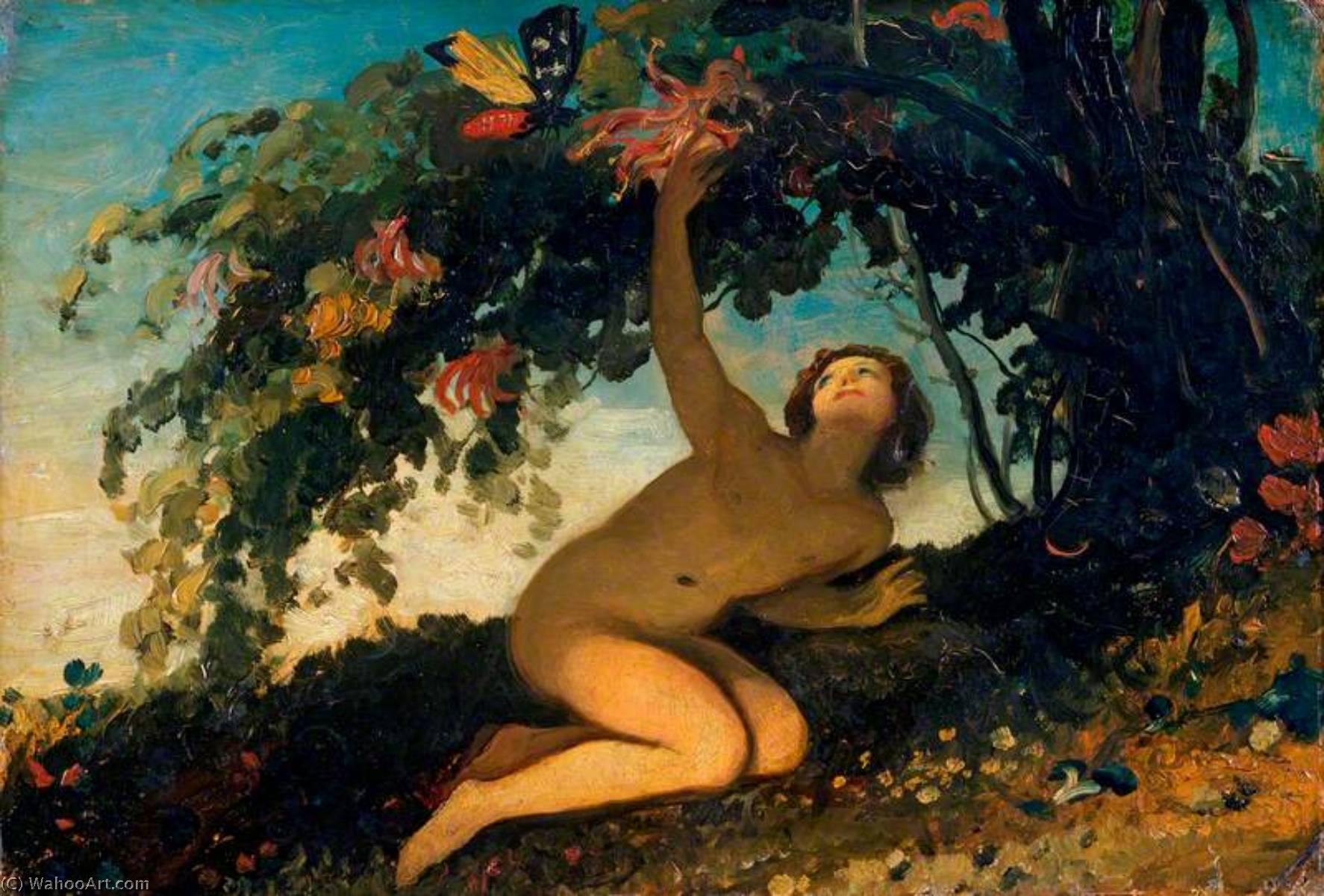 WikiOO.org - Εγκυκλοπαίδεια Καλών Τεχνών - Ζωγραφική, έργα τέχνης Joseph Severn - Ariel 'Where the bee sucks.' (from William Shakespeare's 'The Tempest')