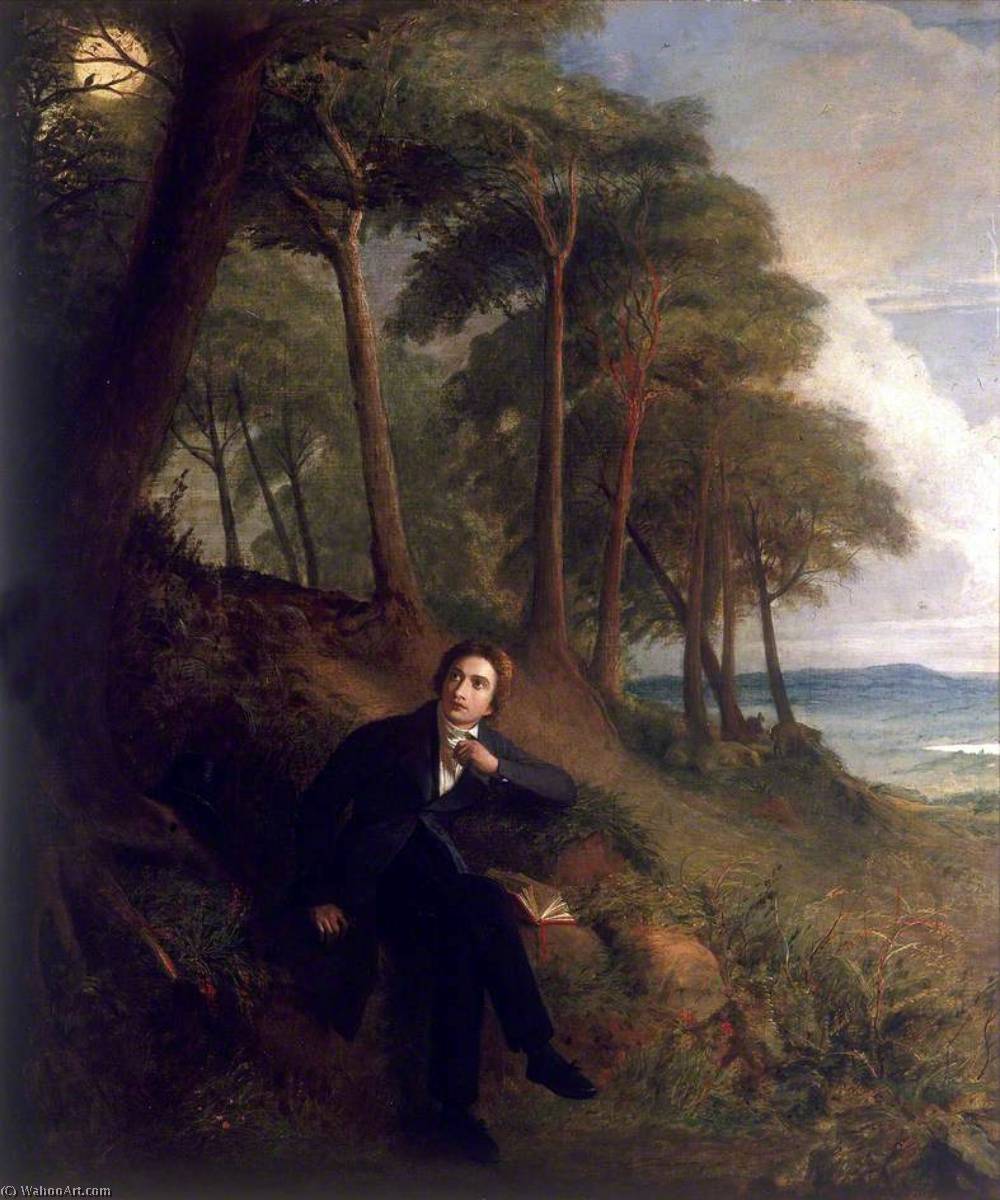 Wikioo.org - The Encyclopedia of Fine Arts - Painting, Artwork by Joseph Severn - Keats Listening to a Nightingale on Hampstead Heath