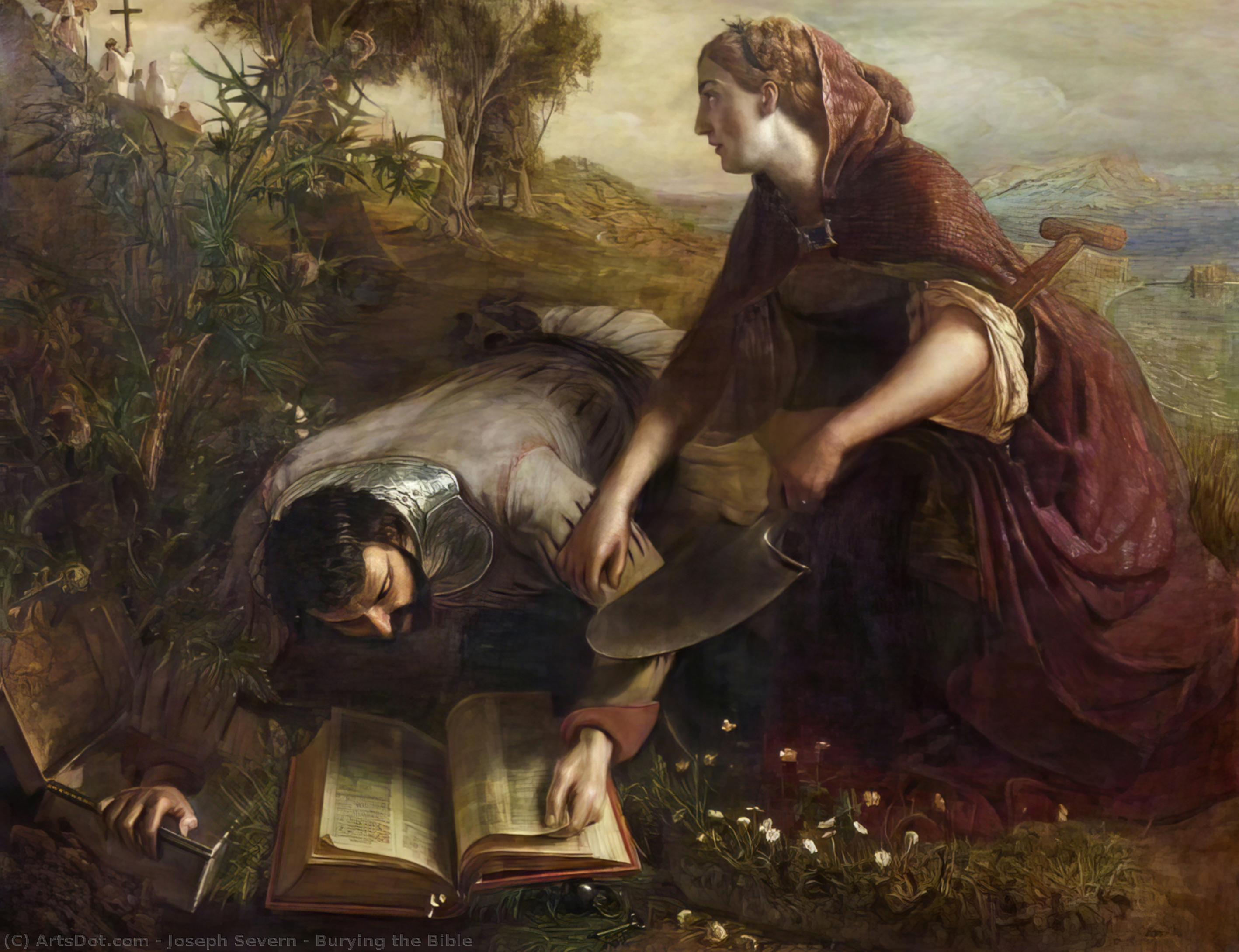 WikiOO.org - Εγκυκλοπαίδεια Καλών Τεχνών - Ζωγραφική, έργα τέχνης Joseph Severn - Burying the Bible