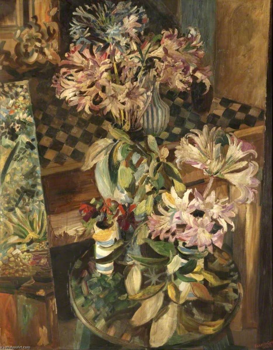 WikiOO.org - Encyclopedia of Fine Arts - Lukisan, Artwork Francis Ferdinand Maurice Cook - Belladonna Lilies
