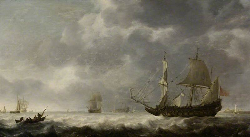 WikiOO.org - Encyclopedia of Fine Arts - Maľba, Artwork Simon Jacobsz De Vlieger - Sea Piece, a Breeze near a Dutch Port