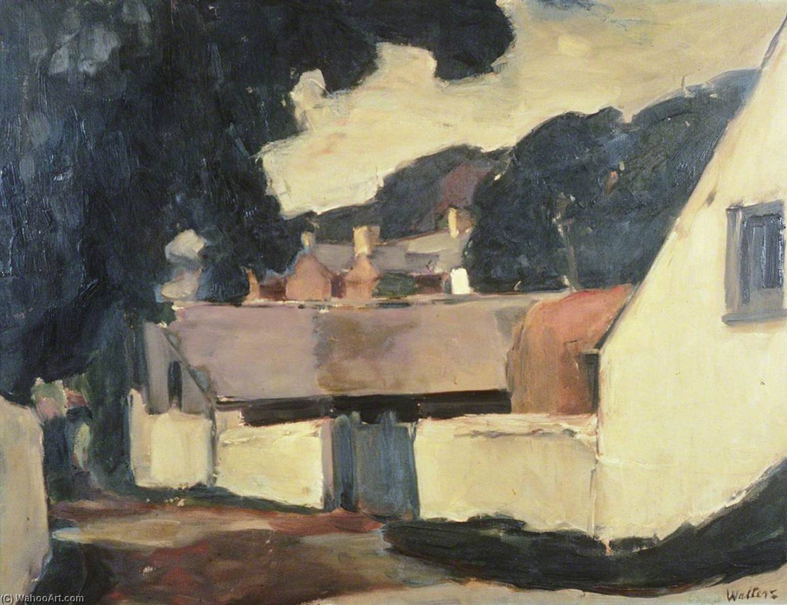 Wikioo.org - The Encyclopedia of Fine Arts - Painting, Artwork by Evan Walters - Welsh Farmhouse, Cadoxton